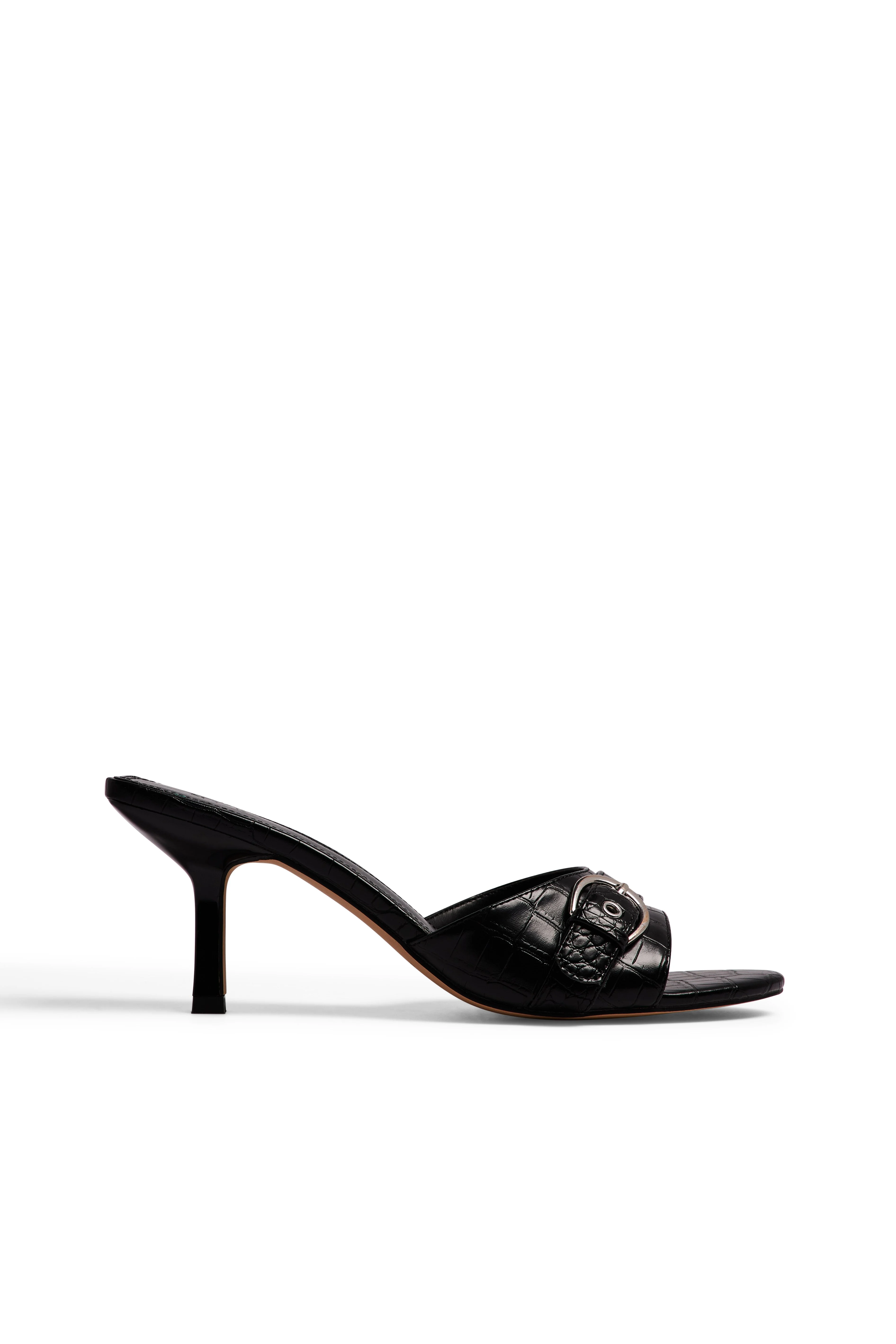 Mules mit abgerundeter Spitze und Schnallendetails