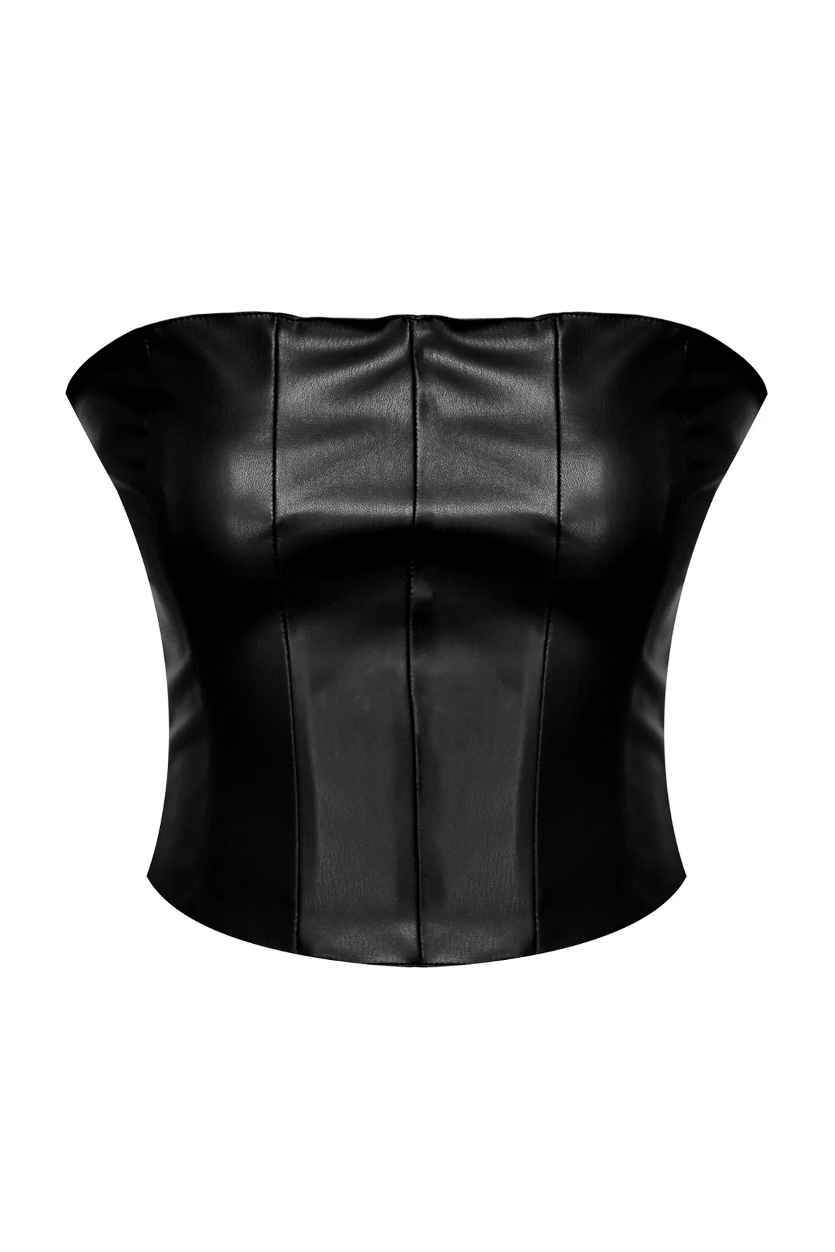 Trendyol Collection  Schwarzes Crop-Bustier aus Kunstleder TPRAW24BS00021