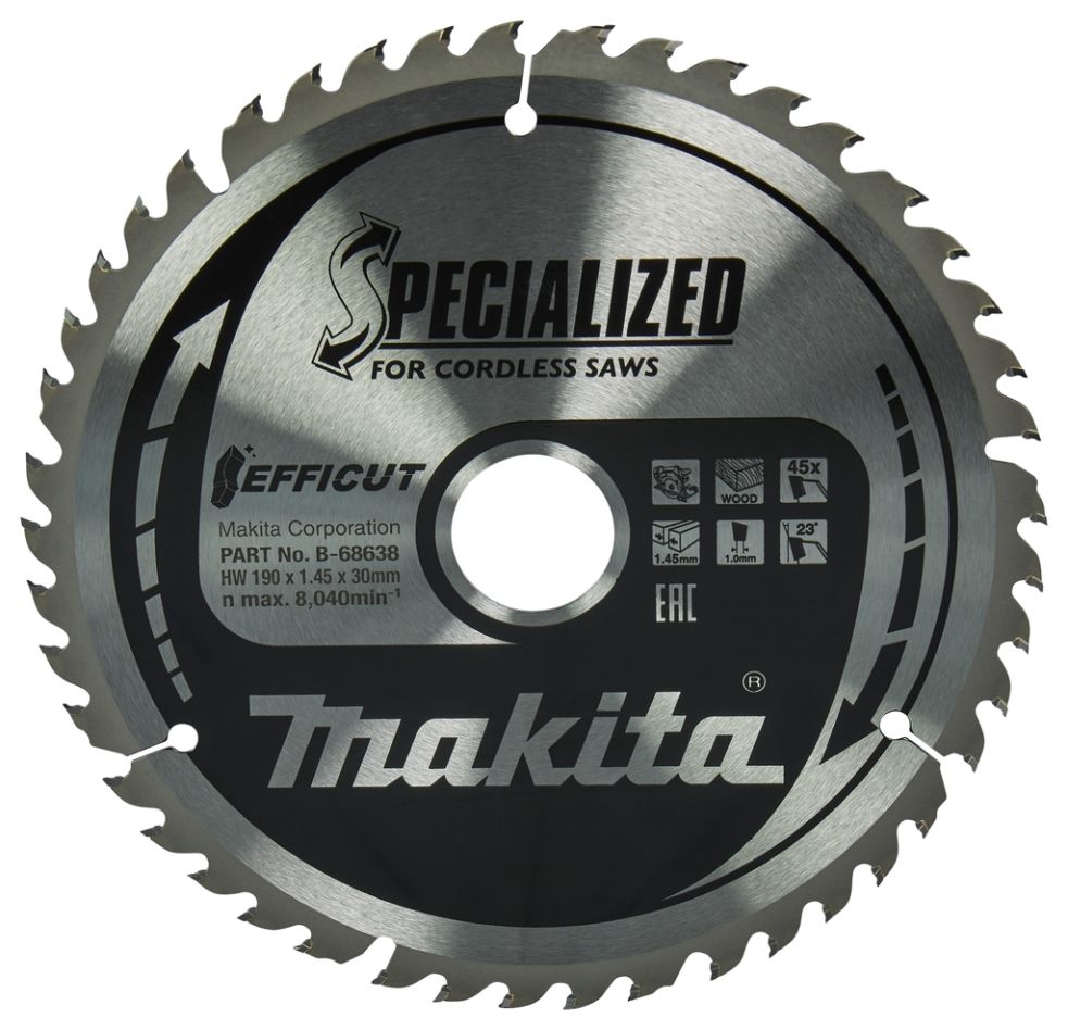 Makita B-68638 körfűrészlap fa Efficuthoz 190 x 30 x 1,45 45T tartozékok