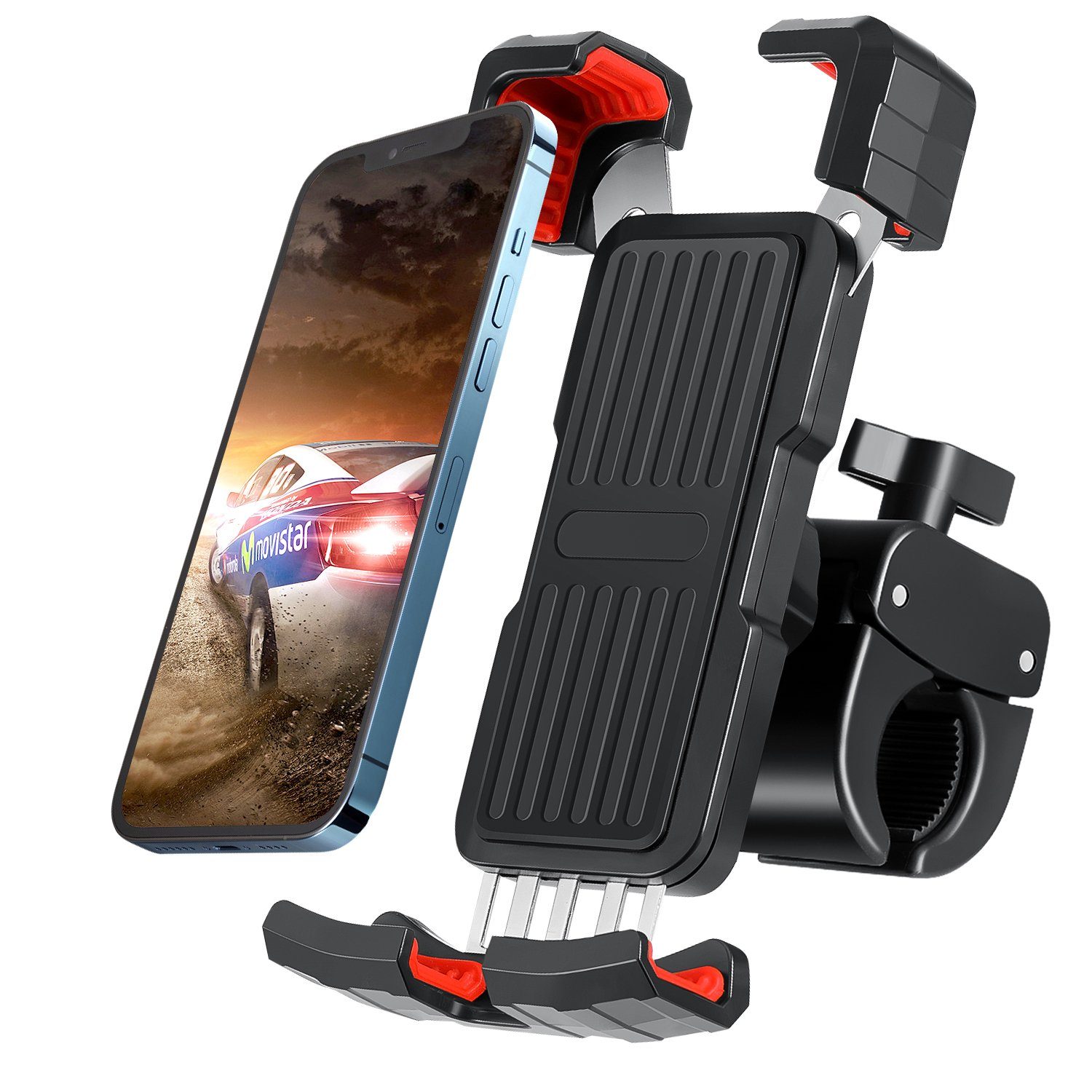 oyajia Fahrrad Handyhalterung Universal Motorrad Handy Halterung Handy-Halterung, (Für iPhone / Samsung / Huawei / XIAOMI Serie Telefon, für 5-7 Zoll Smartphone mit 360° Drehbar)