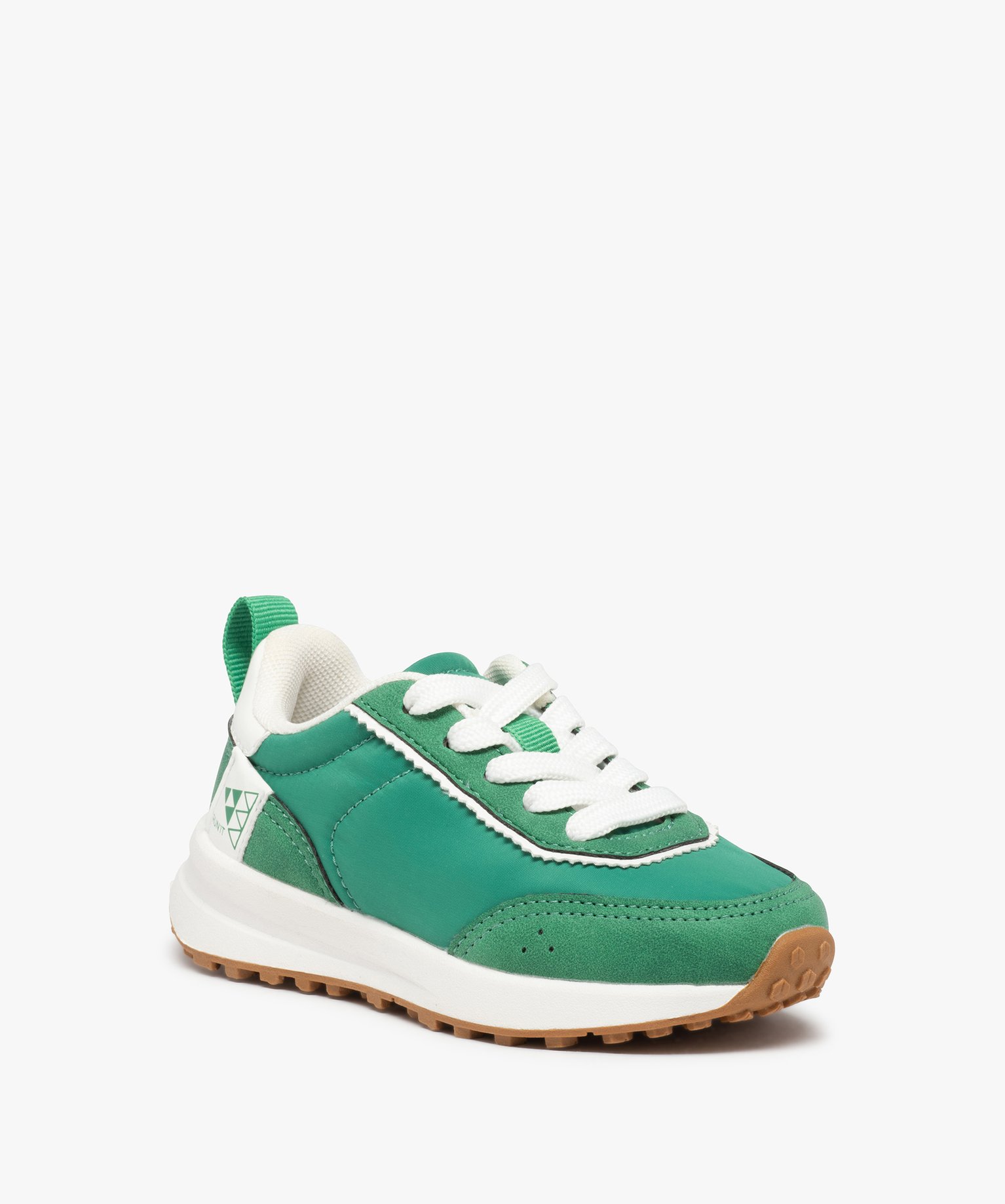 Baskets Garçon unies style retro running à lacets vert | GEMO