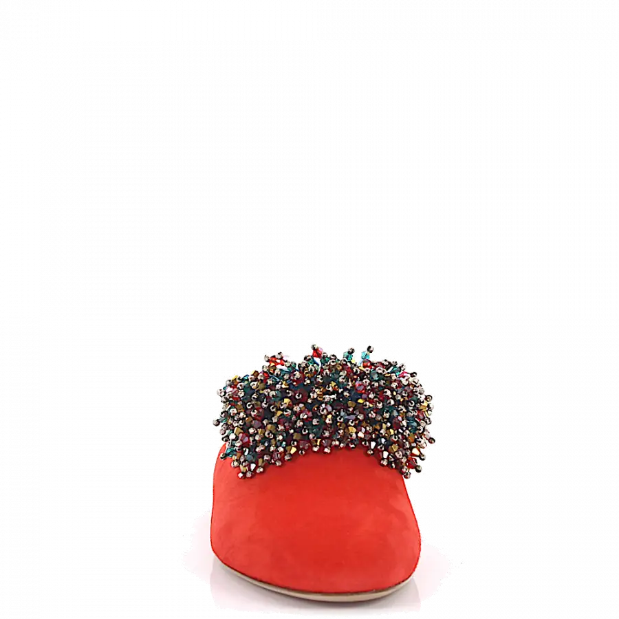 Elie Saab - Slipper Schmuckstein rot - rot