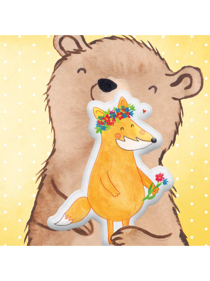 Mr. & Mrs. Panda Kissen Kuscheltier Fuchs Blumen ohne Spruch in Weiß günstig kaufen