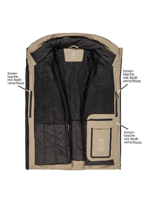 BOGGI MILANO, Funktionsjacke Block, Mikrofaser wattiert, taupe
