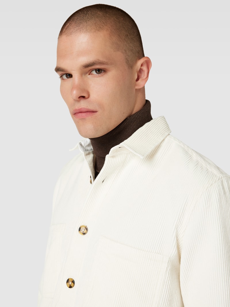Overshirt aus Cord mit Umlegekragen in offwhite