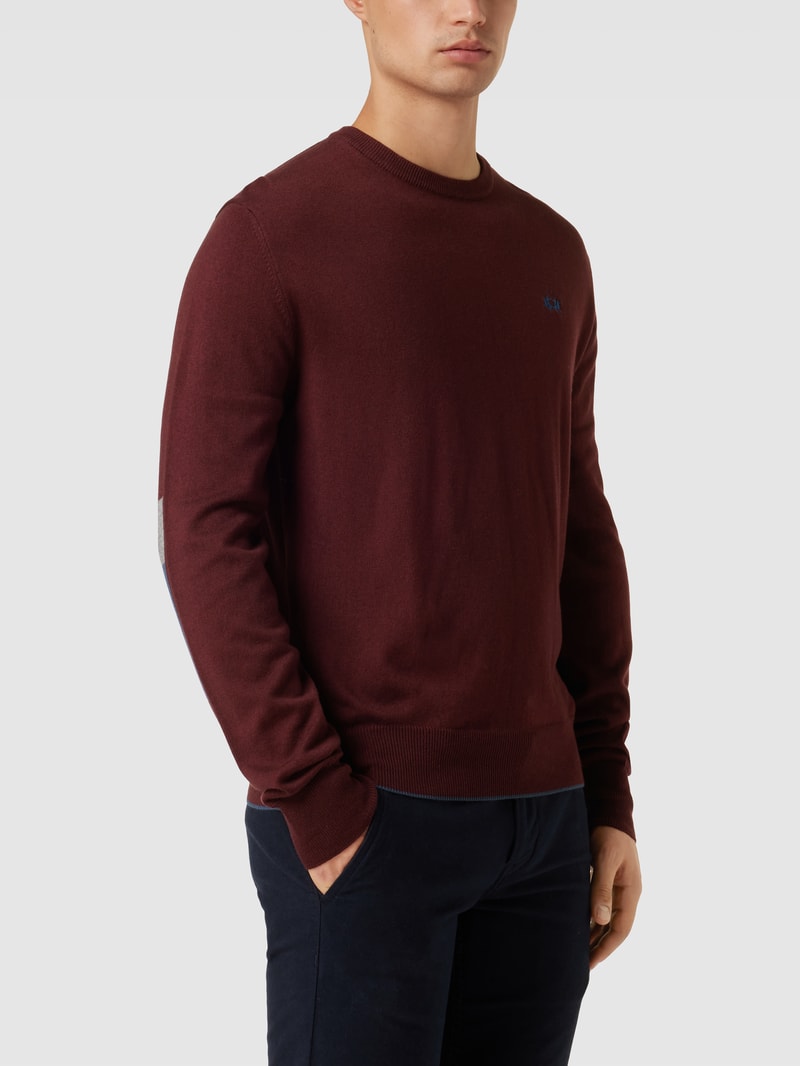 Strickpullover mit Label-Stitching in bordeaux rot