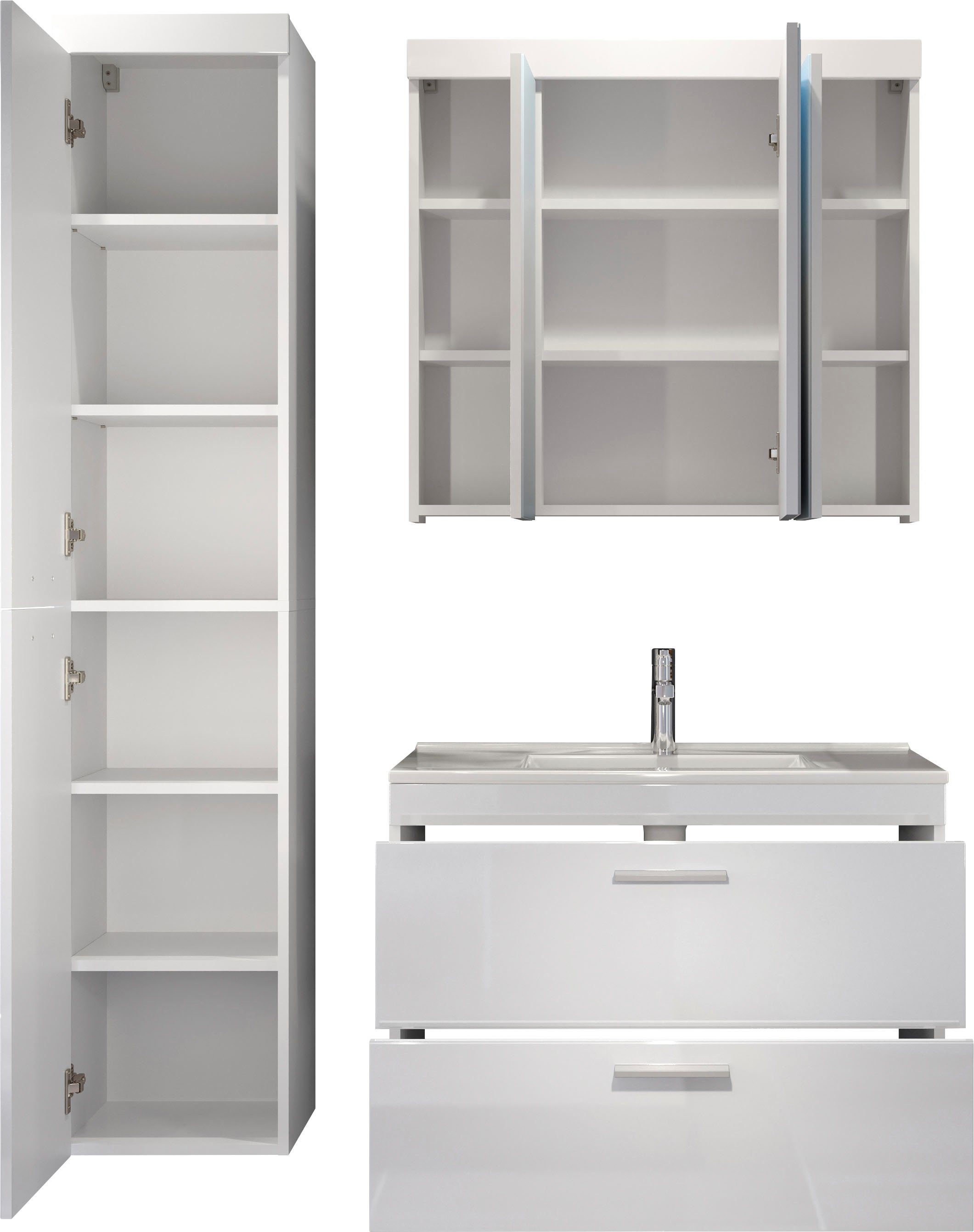 welltime Badezimmer-Set Dormoletto, (4-St), Badmöbel, 4-tlg.