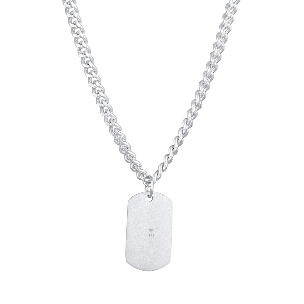 KUZZOI KUZZOI Collier Hommes pendentif plaque mat en argent sterling 925 collier