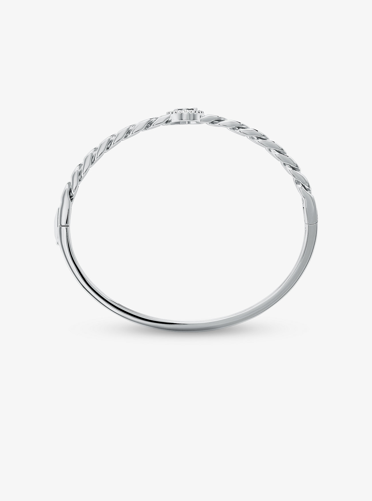 14K Gold-Plated Sterling Silver Pavé Logo Curb Link Bangle - SILVER