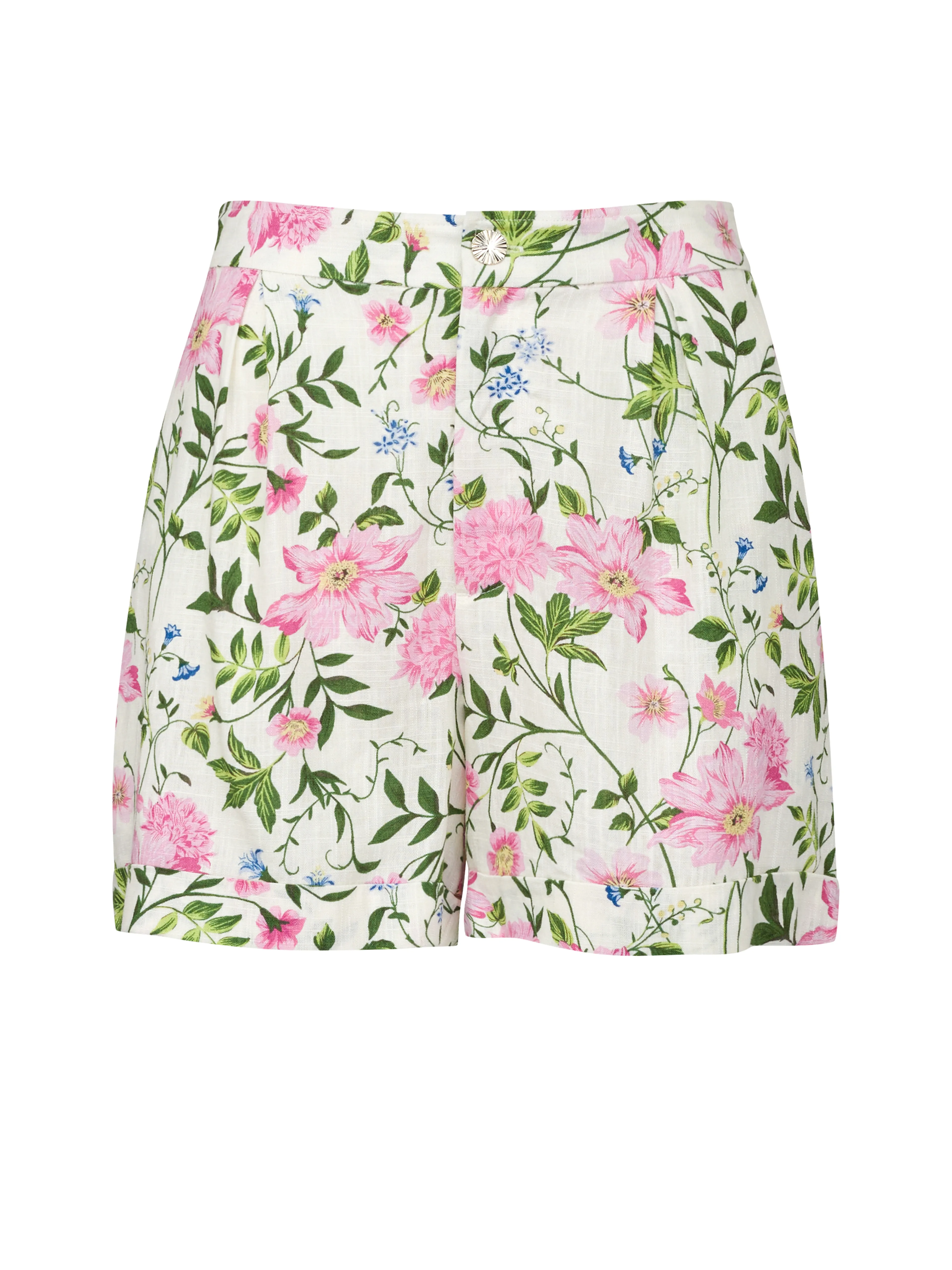 Cremefarbene Damen-Shorts mit Blumenmuster ORSAY