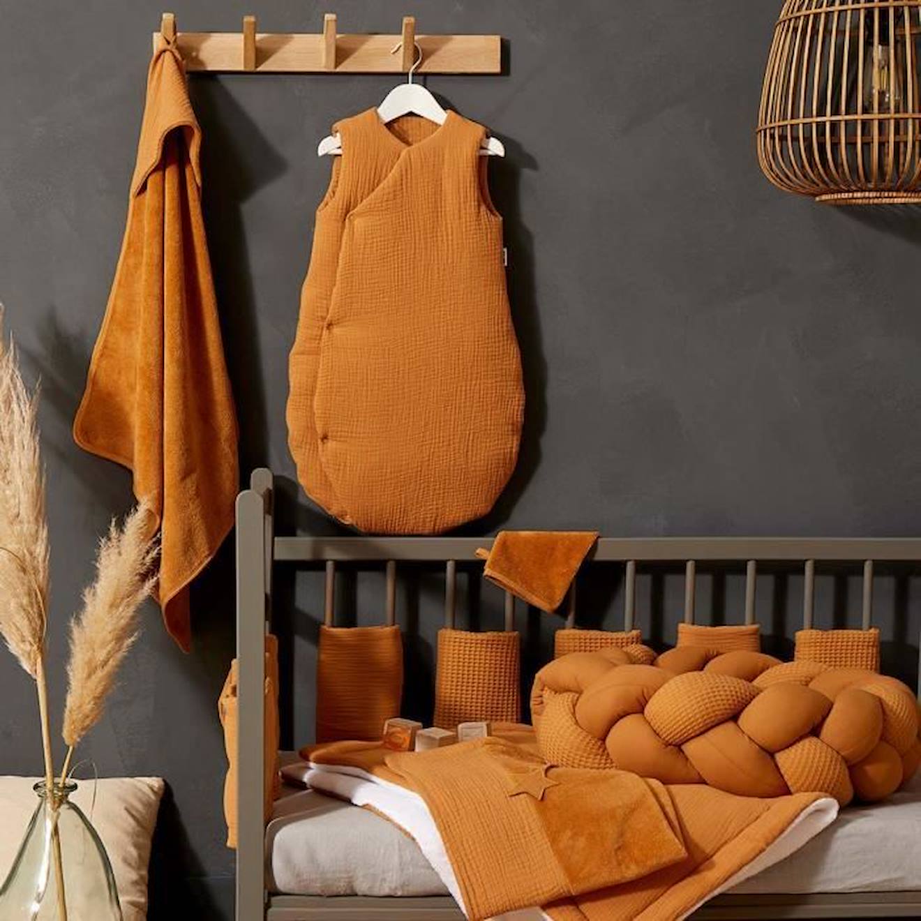 Gigoteuse doublée en gaze de coton, AMBRE gris