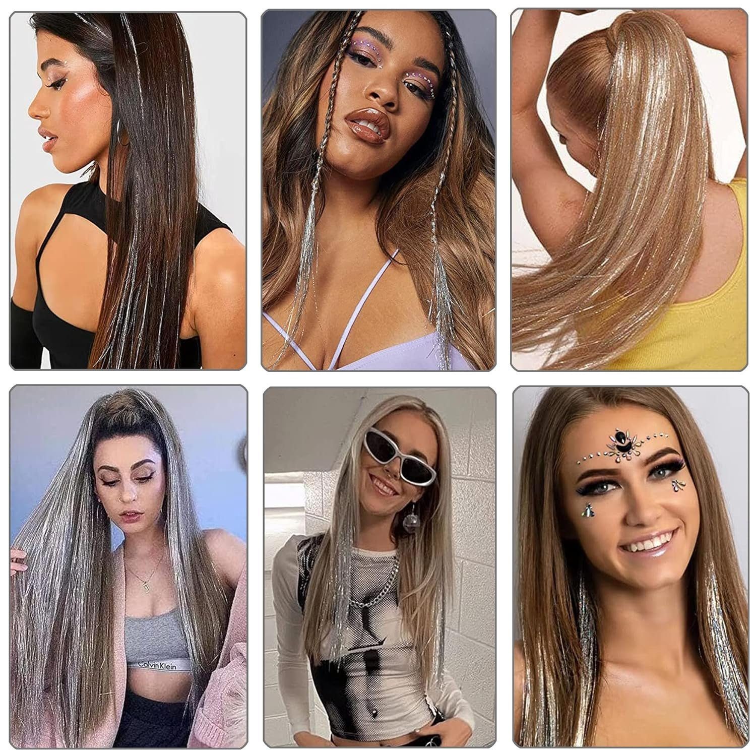 Zeaicos Anhänger 4pcs kette für haare haarketten glitzer haar ketten Quaste Haarspangen