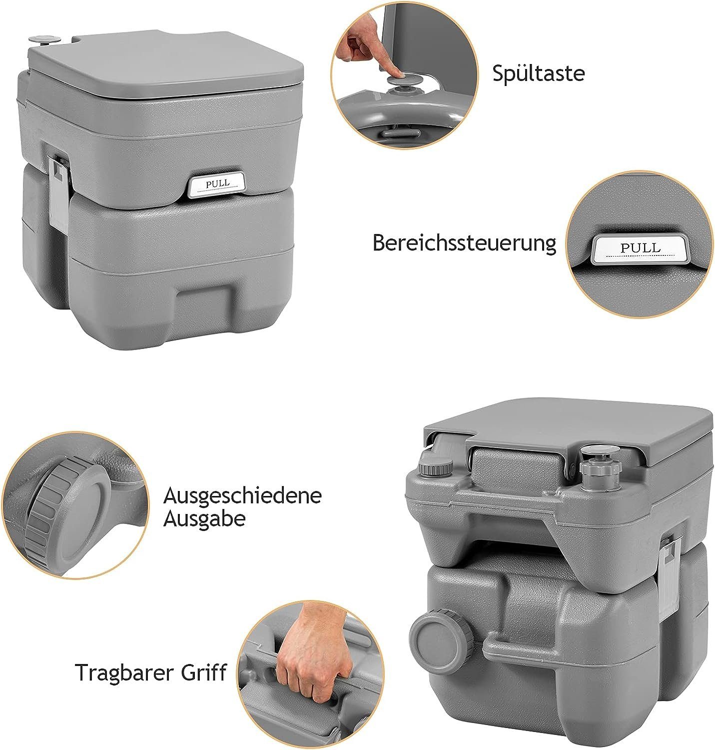 KOMFOTTEU Campingtoilette Reisetoilette, tragbare Toilette 20L