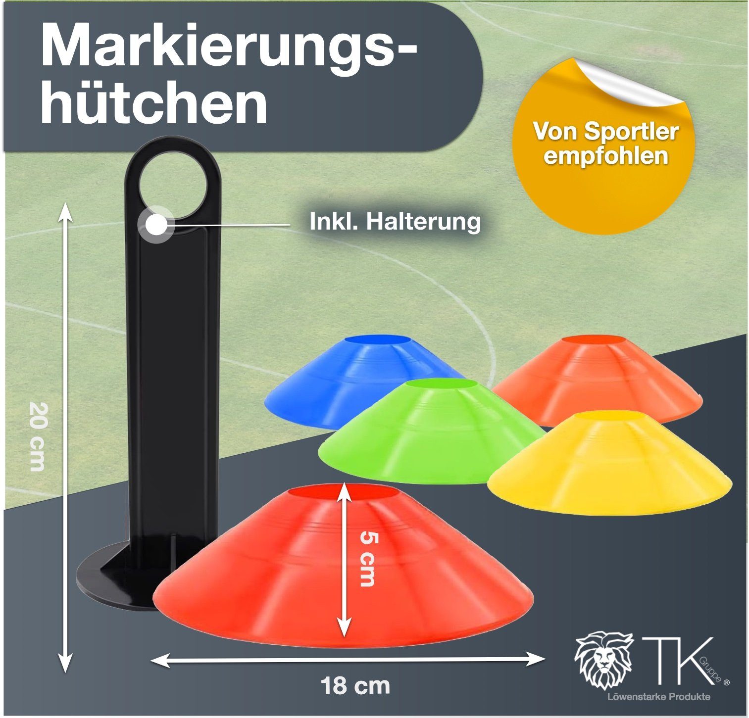 TK Gruppe Markierungshütchen 20x Markierungshütchen Hütchen Kegel für Slalom Trainingszubehör (20 St)