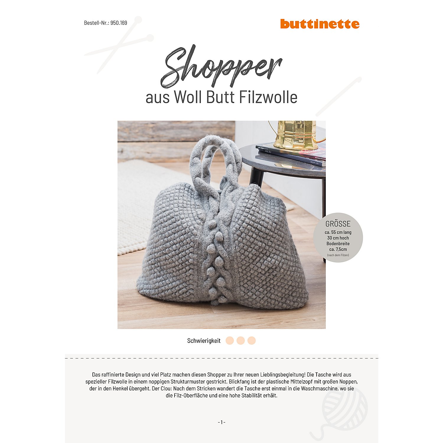 Strickanleitung – Shopper aus Woll Butt Filzwolle