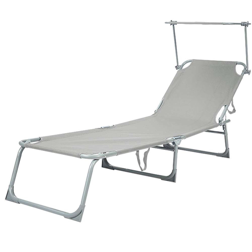 BIXENTE klappbare Gartenliege mit Sonnenschutz 188 cm 2er-Set grau