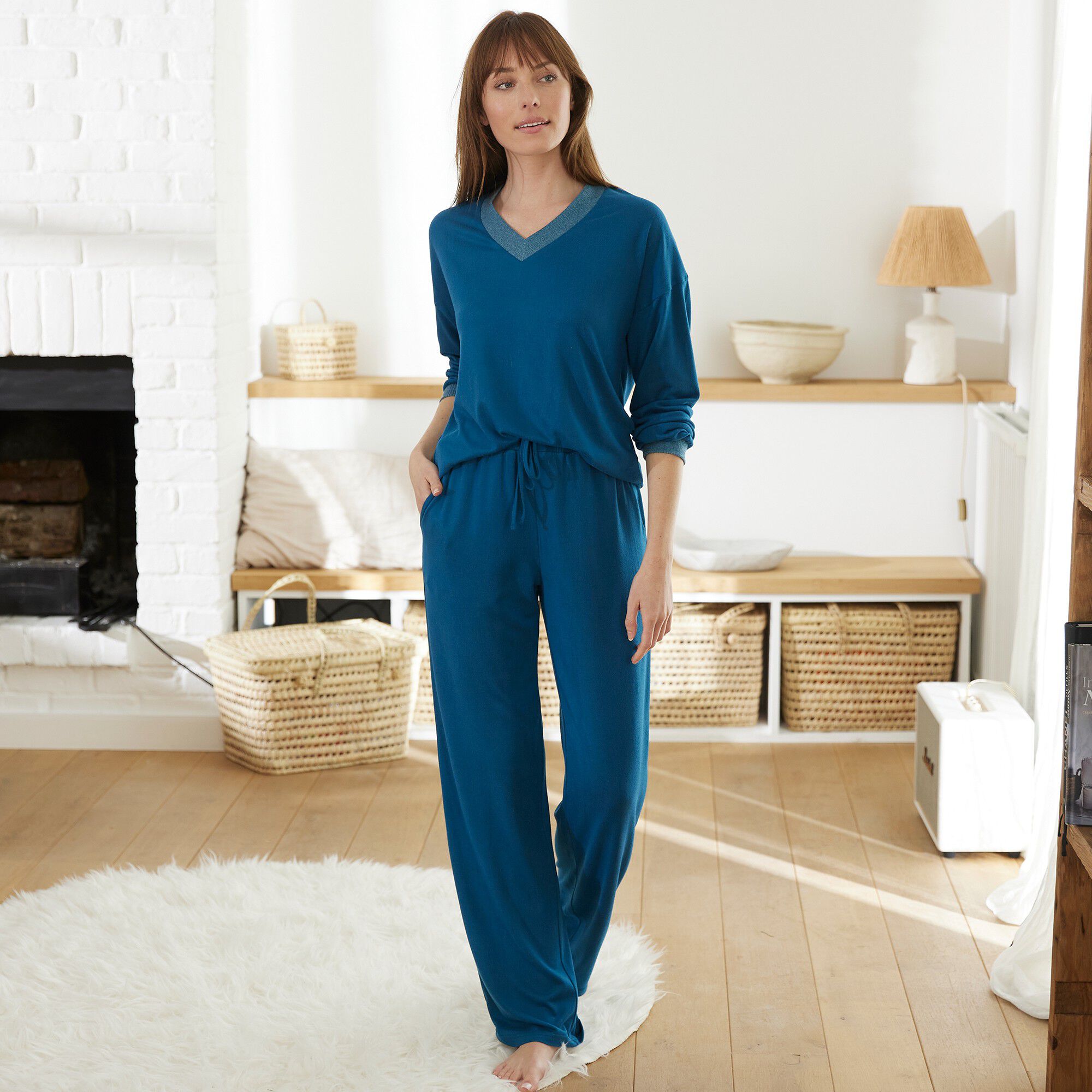 Pyjama manches longues en maille fluide