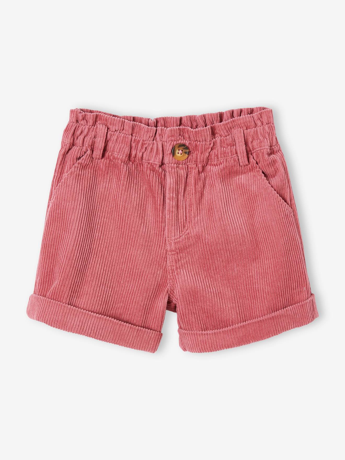 Short paperbag en velours fille camel