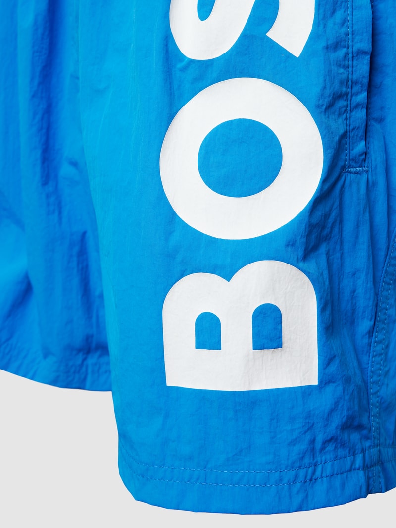 Badehose mit Label-Print Modell 'Octopus' in royalblau