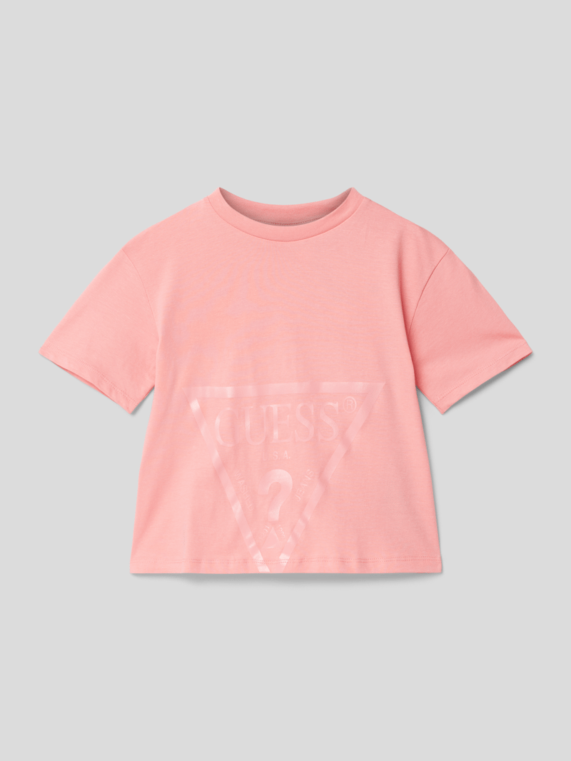 T-Shirt mit Label-Print in pink