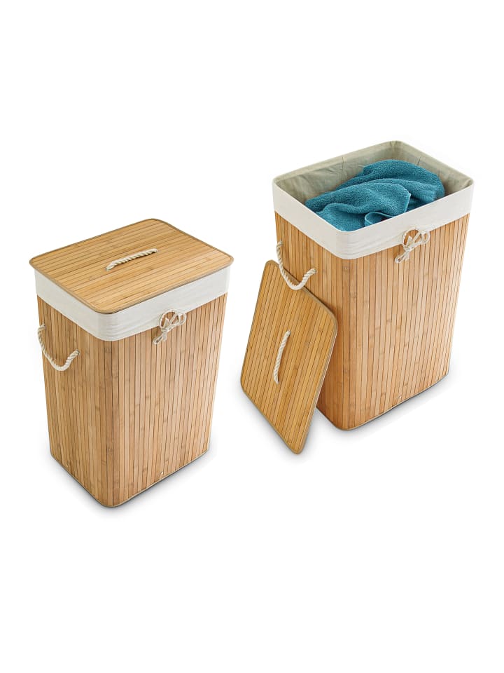 relaxdays 2 x Wäschekorb in Natur - (B)43,5 x (H)65,5 x (T)33,5 cm günstig kaufen onesize