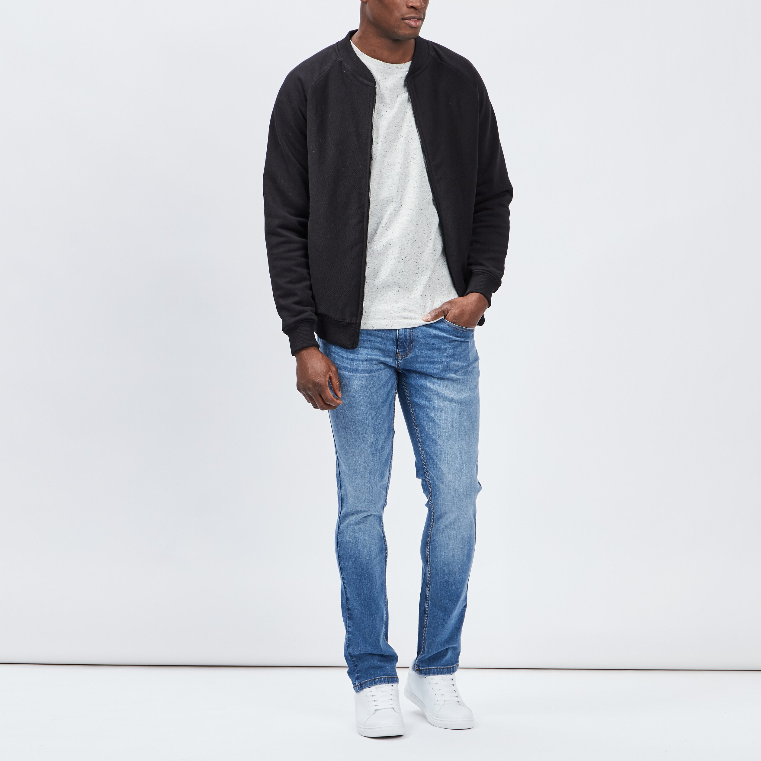 Jeans slim effet usé denim double stone homme | La Halle