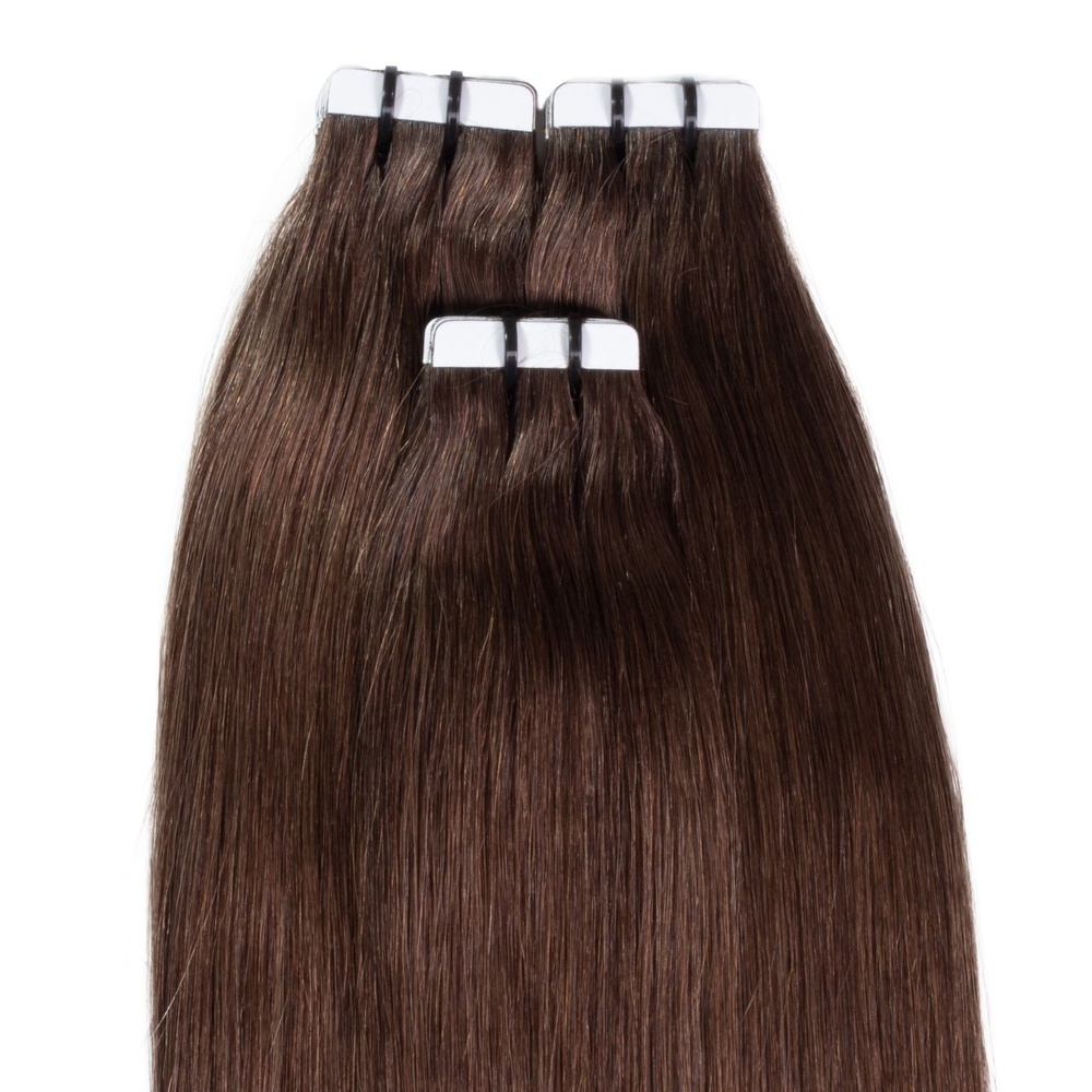 hair2heart Extensions adhésives Premium cheveux naturels #5 Marron chocolat extensions