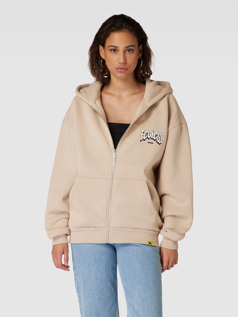 Sweatjacke mit Kapuze in taupe