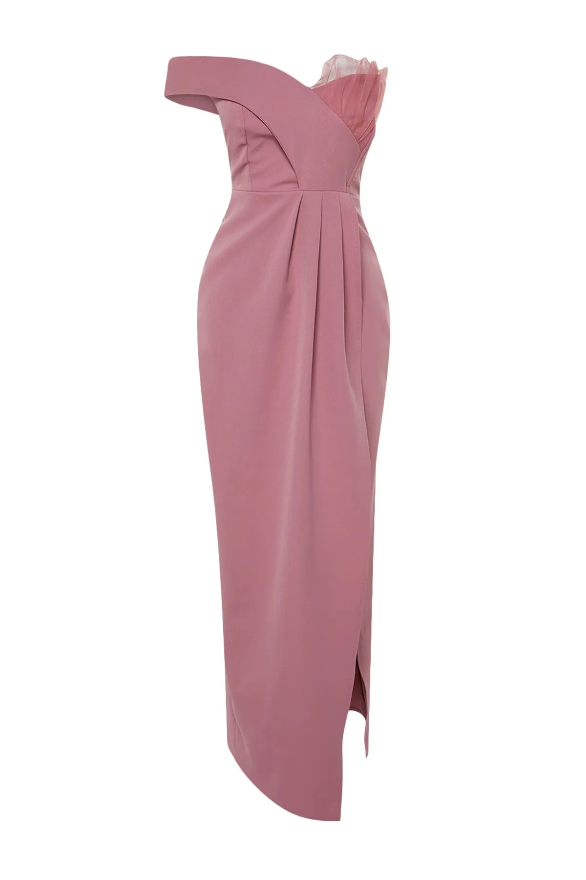Trendyol Collection  Langes Abendkleid mit gewebtem Futter und getrockneten Rosen TPRSS23AE00236