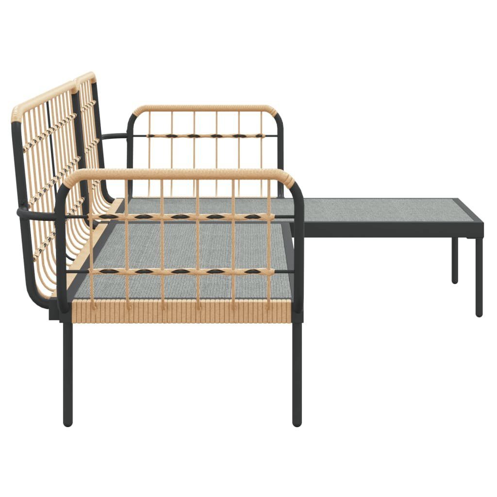 vidaXL Gartenlounge-Set 3-tlg. Garten-Lounge-Set mit Kissen Dunkelgrau Poly Rattan, (3-tlg)