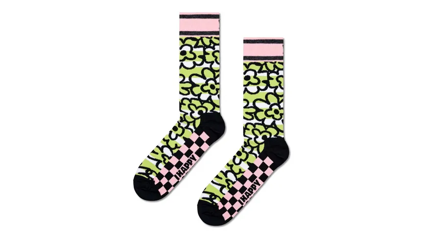Happy Socks Damen Socken Flow Flower Light Yellow
