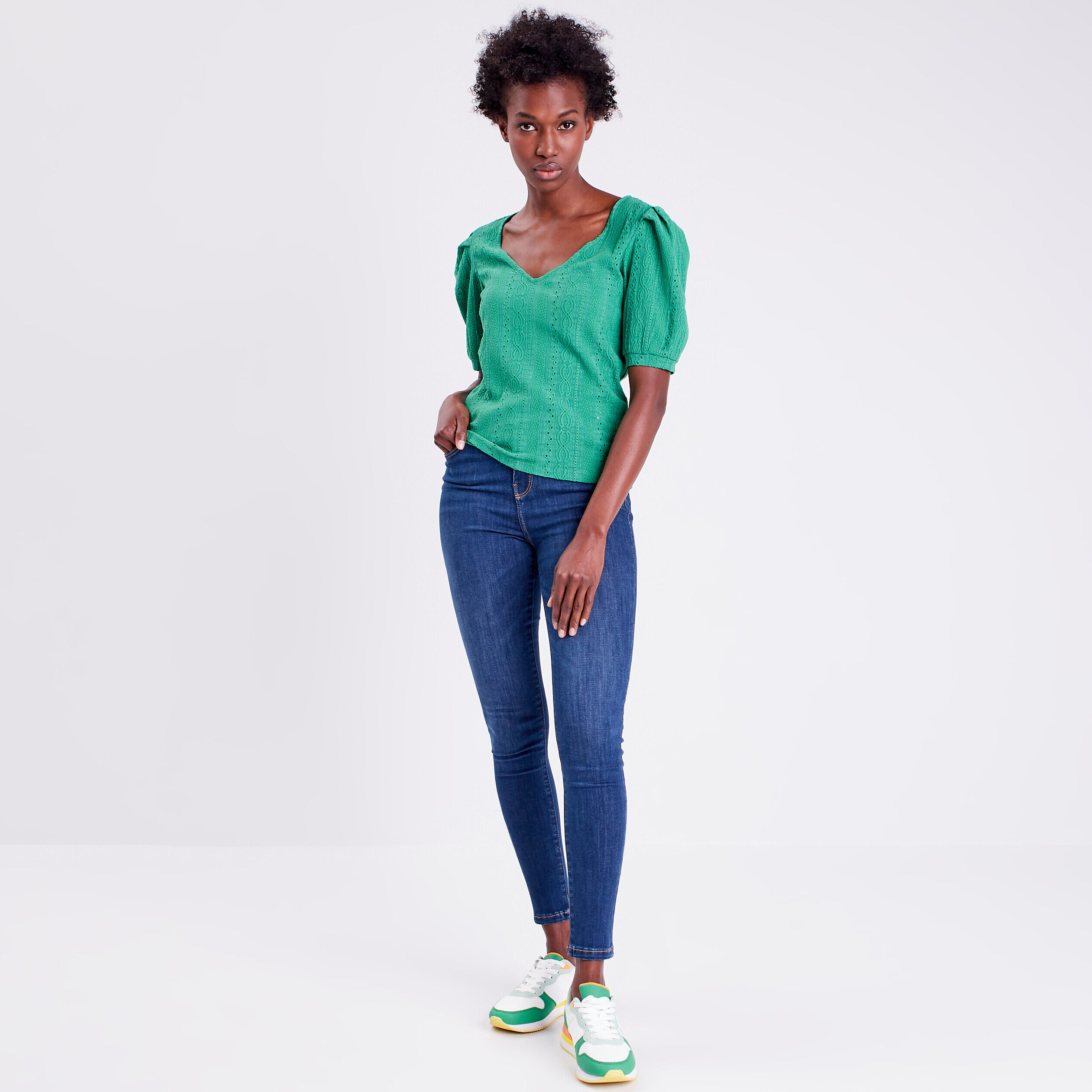 T-shirt manches courtes vert femme | Cache Cache