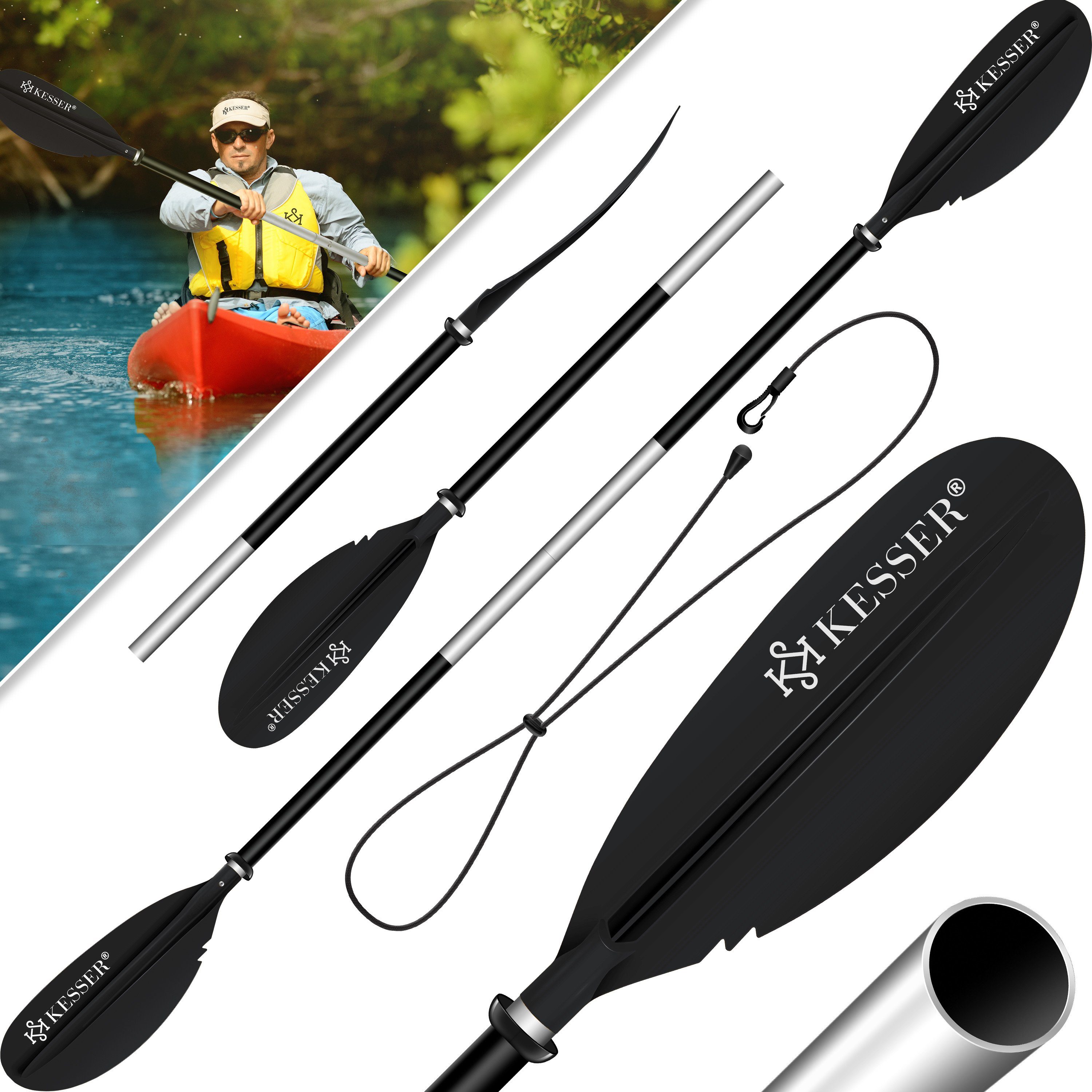 KESSER SUP-Paddel, Paddle Doppelpaddel 4-teilig für Kanu Kayak SUP Stand-Up