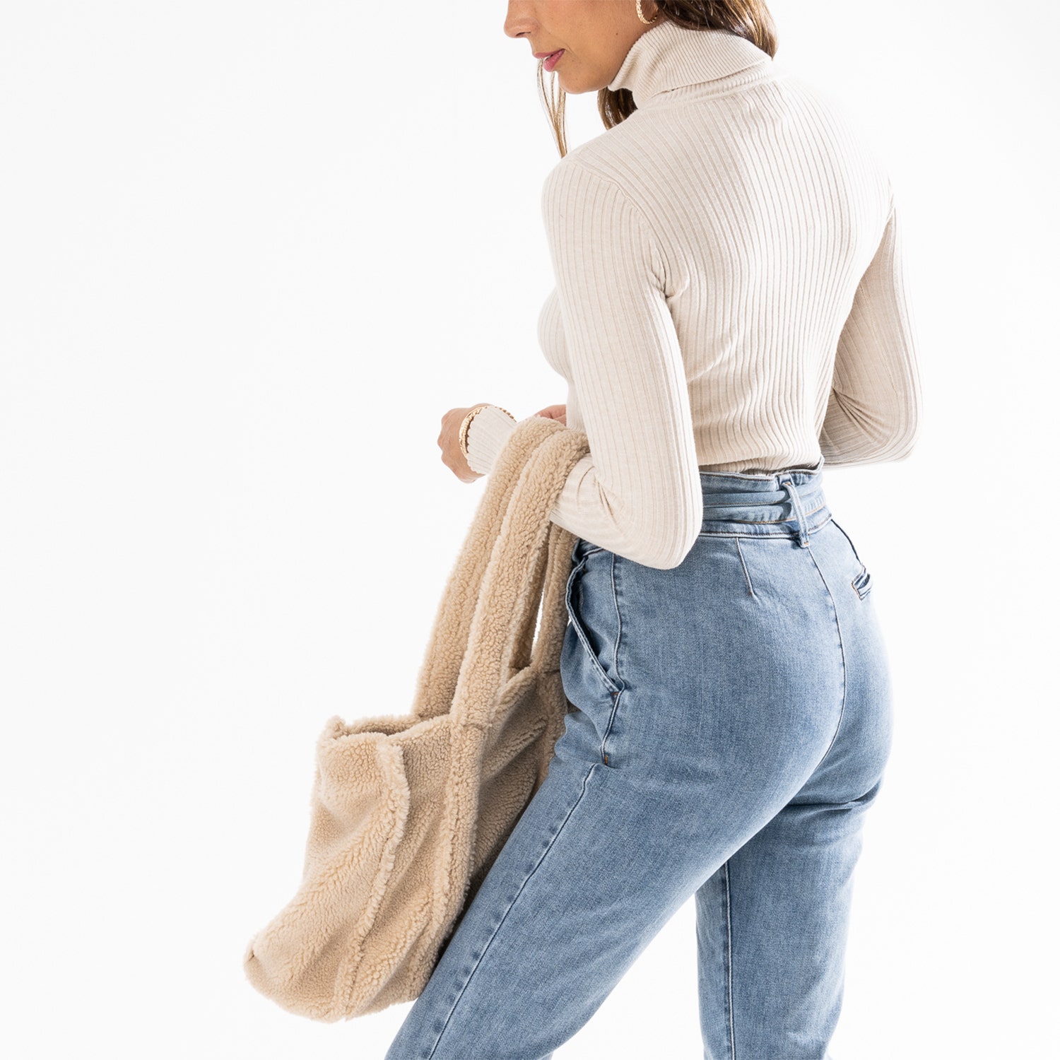 Pull à col roulé TEXTO beige - taille unique