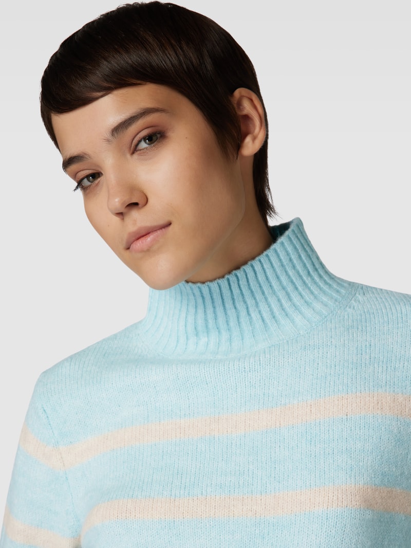 Strickpullover mit Stehkragen in bleu