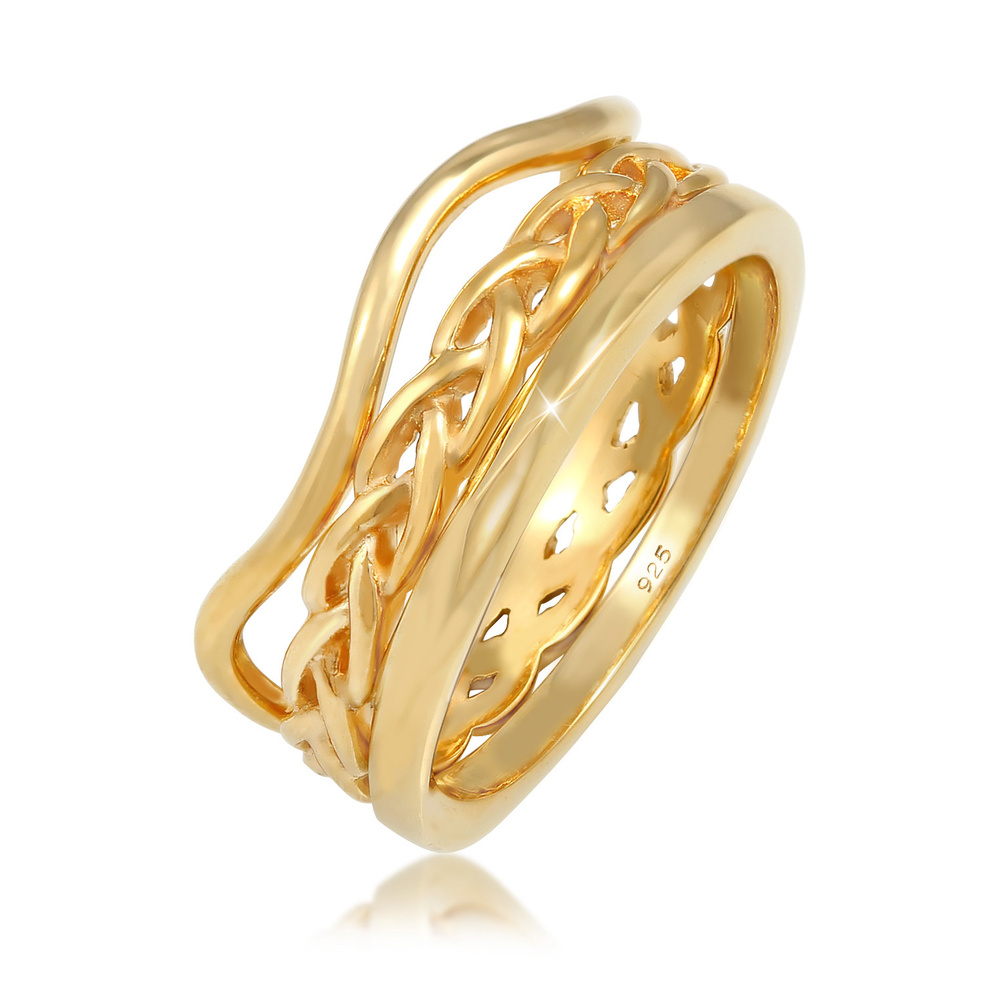 Elli Elli Bague Ensemble Vague Tressé Minimale Bague Femme - (925/1000) Argent Bague