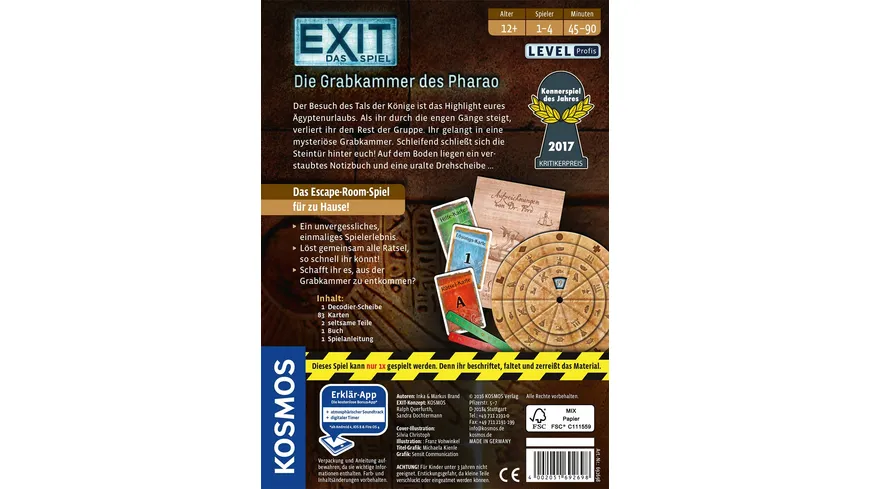 KOSMOS - EXIT - Das Spiel - Die Grabkammer des Pharao