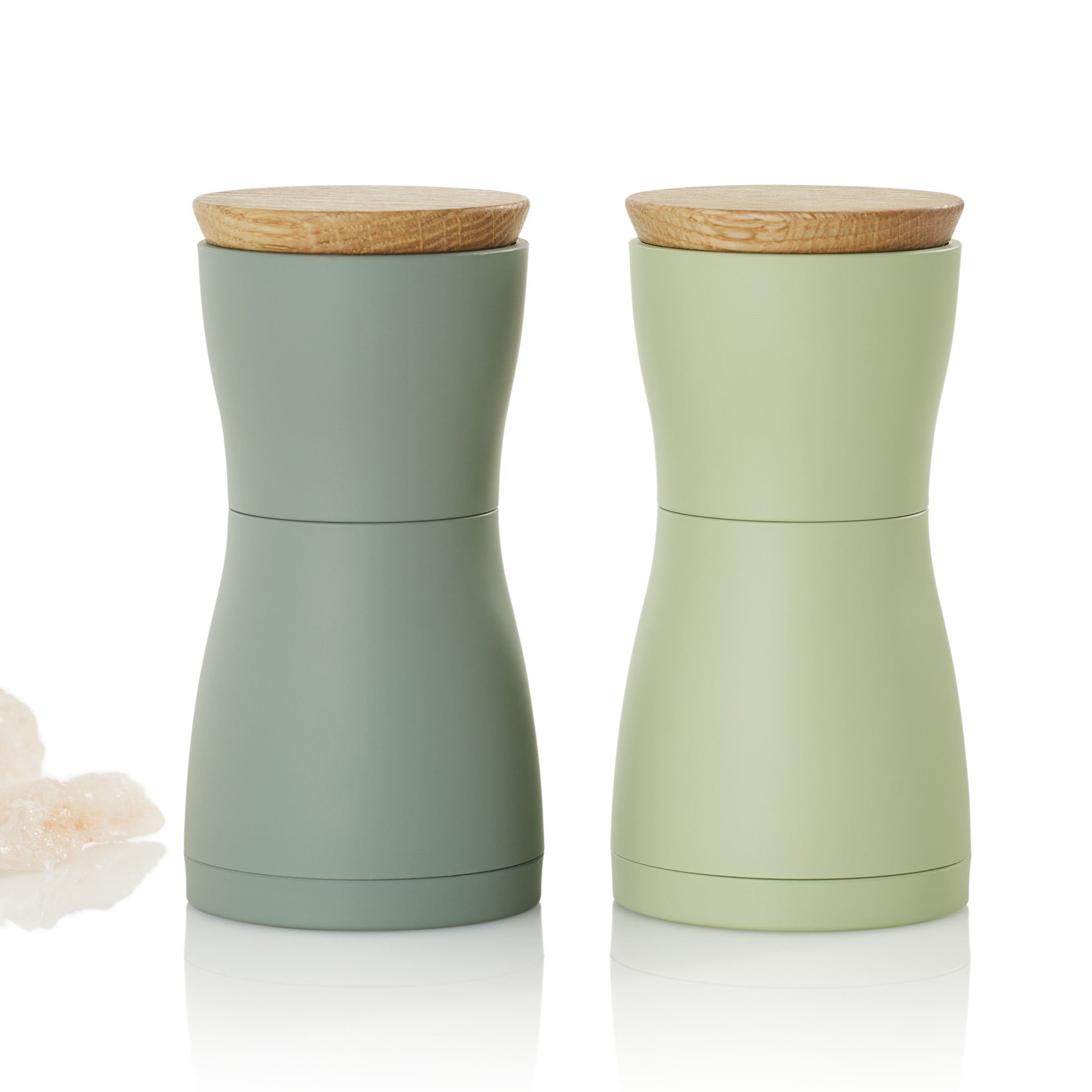 AdHoc Salz-/Pfeffermühle Set aus 2 Gewürzmühlen TWIN manuell, (2 Stück), Hochwertiges Keramik-Mahlwerk, modernes Design