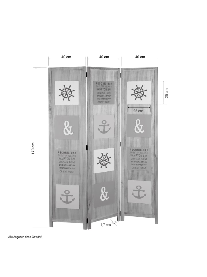 Homestyle4u 3-tlg. Paravent in Braun 120x170 günstig kaufen onesize
