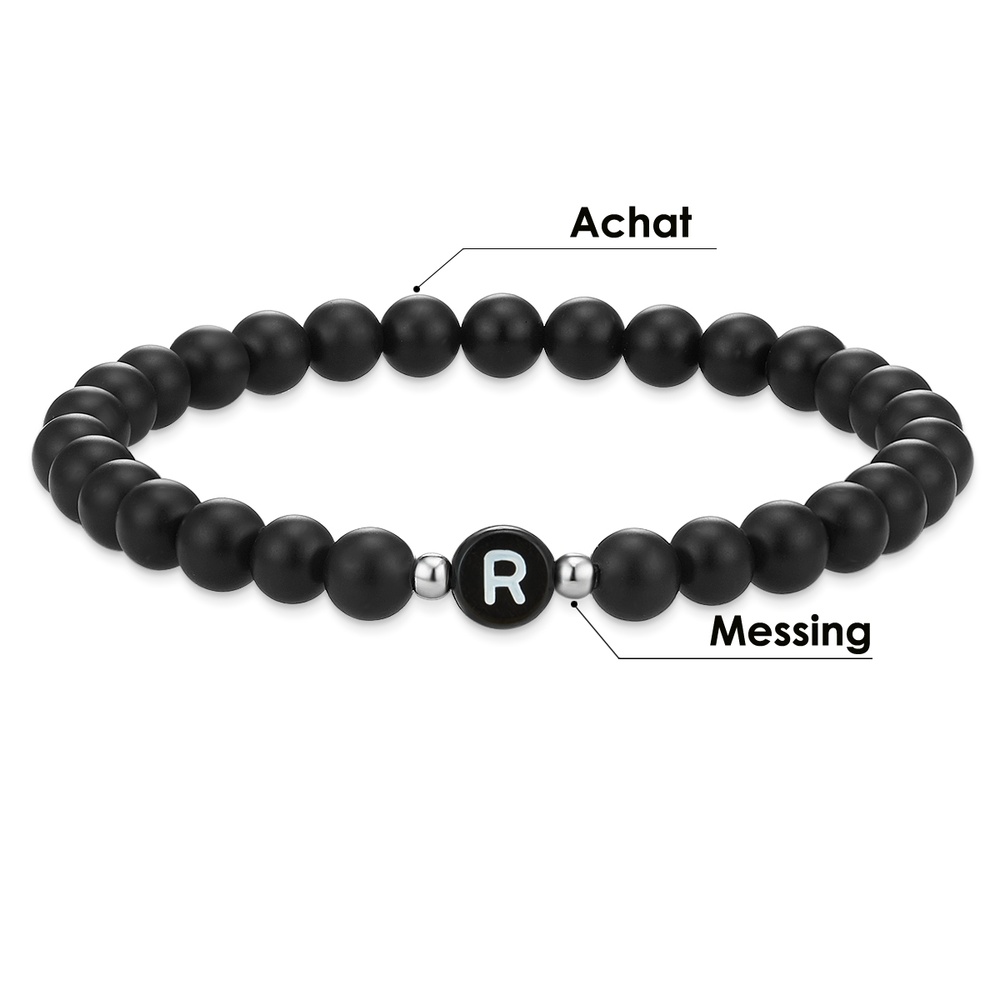 EASTSIDE Bracelet en pierres précieuses Lettres Agate en Noir Bracelet