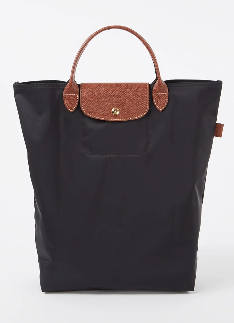 Geantă Longchamp Le Pliage Original, mărimea M, cu detalii din piele.