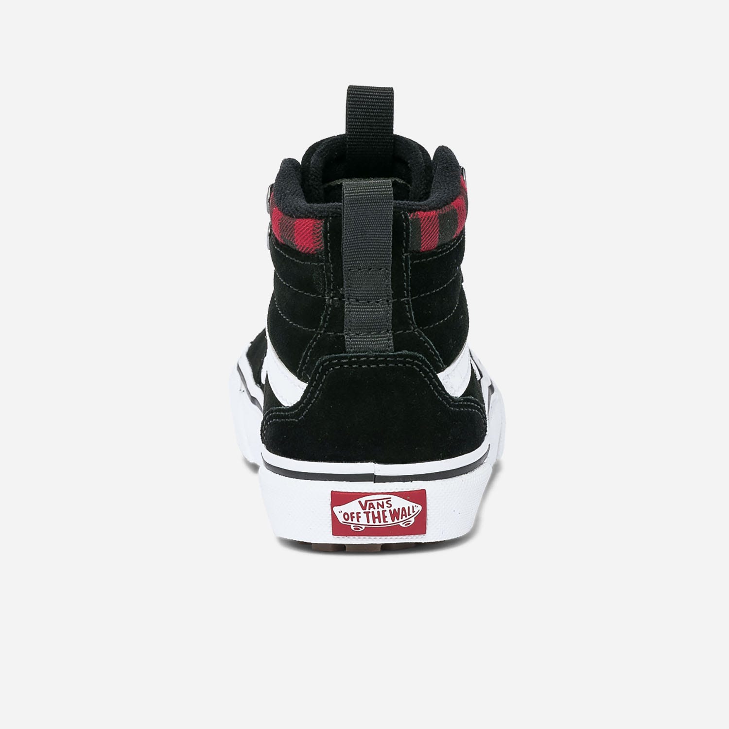 Basket VANS noire en cuir velours avec damier rouge