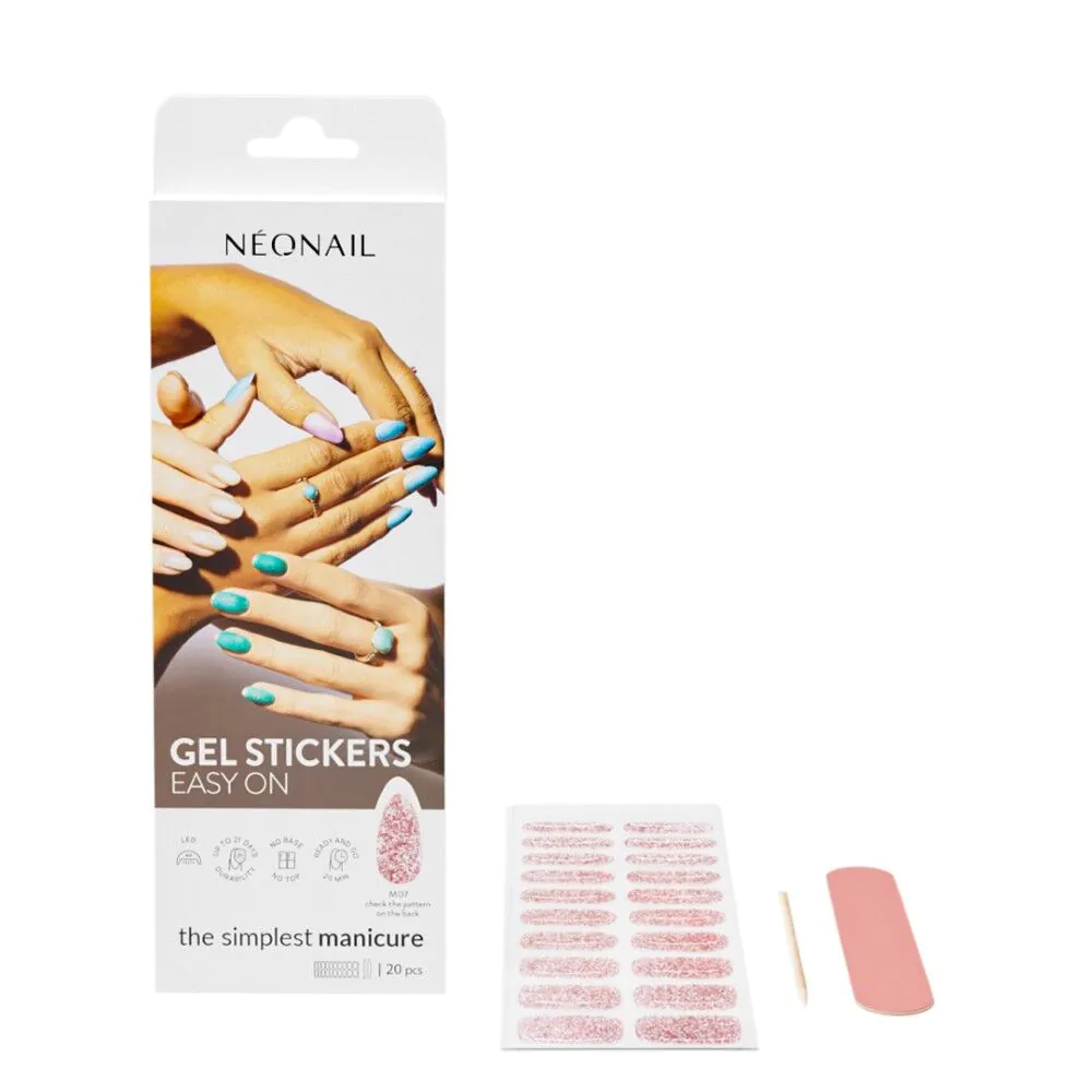 Adesivos de gel Neonail Easy On M07 Hybrid, 20 unidades