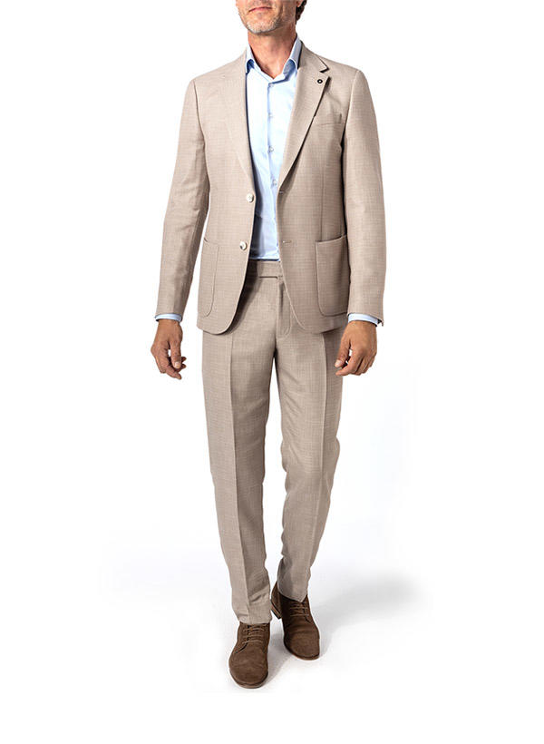 Strellson, Anzug Arndt-Melwin, Slim Fit, Mikrofaser-Leinen, beige meliert