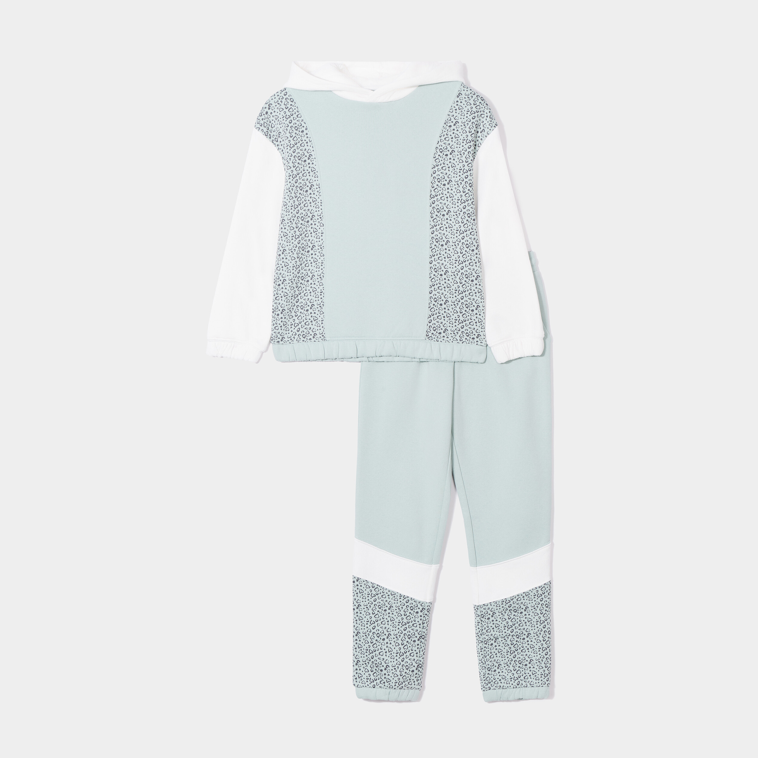 Ensemble jogging sweat capuche pantalon bleu gris fille | La Halle
