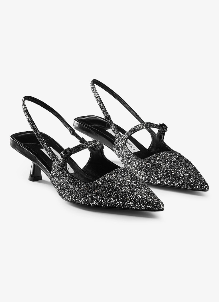 Jimmy Choo Didi 45 Slingback-Pumps mit Glitzer und Details aus Lammleder