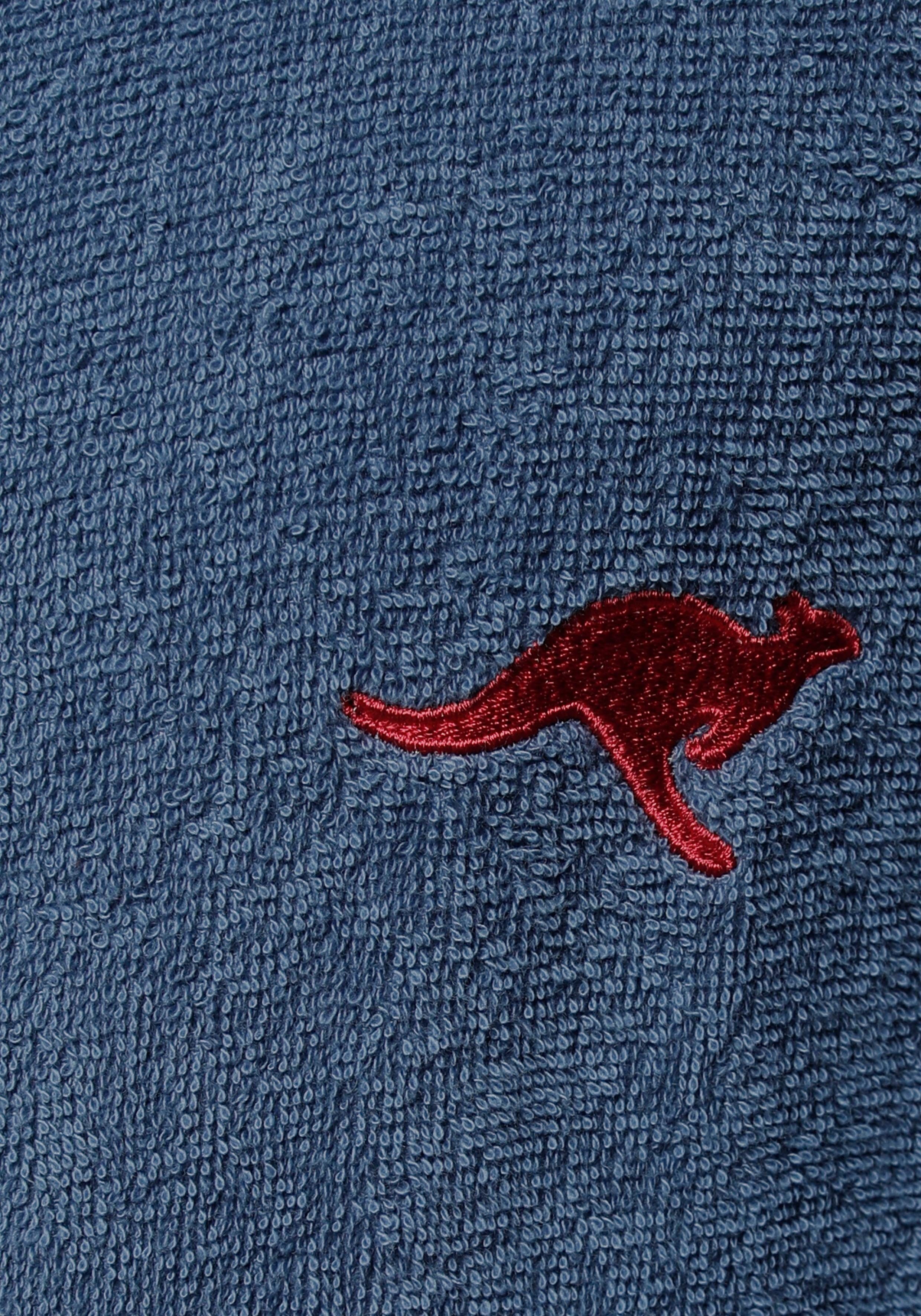 KangaROOS Unisex-Bademantel Luke, Langform, Walkfrottee, Kapuze, Gürtel, für Damen & Herren, Bademantel mit Kapuze & Logostickerei,S-2XL