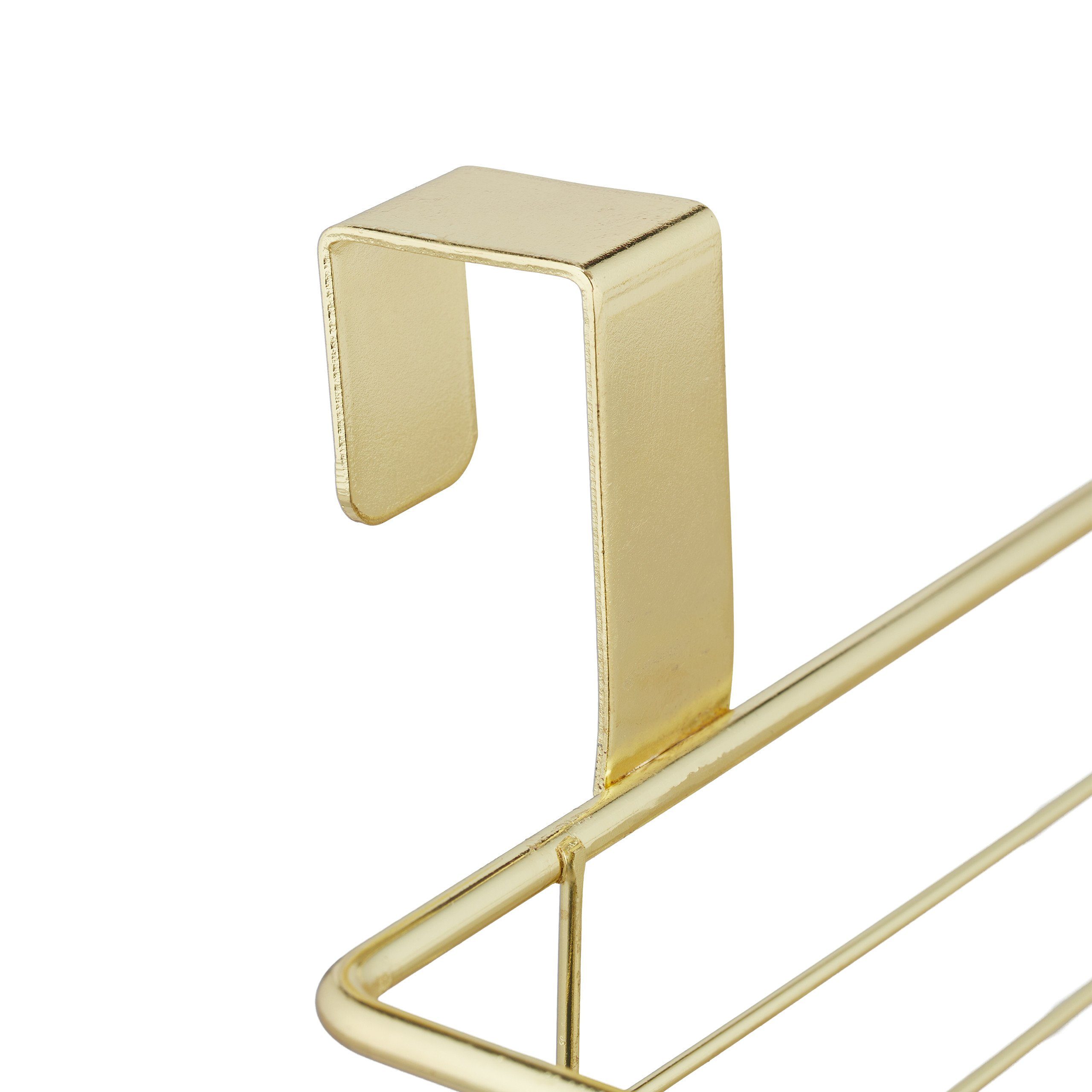 relaxdays Einhängekorb Einhängekorb mit Küchenrollenhalter, Gold