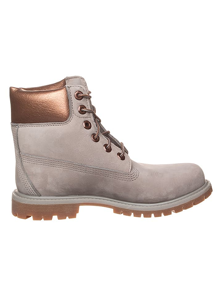 Timberland Leder-Boots in Grau/ Hellbraun günstig kaufen 38,5