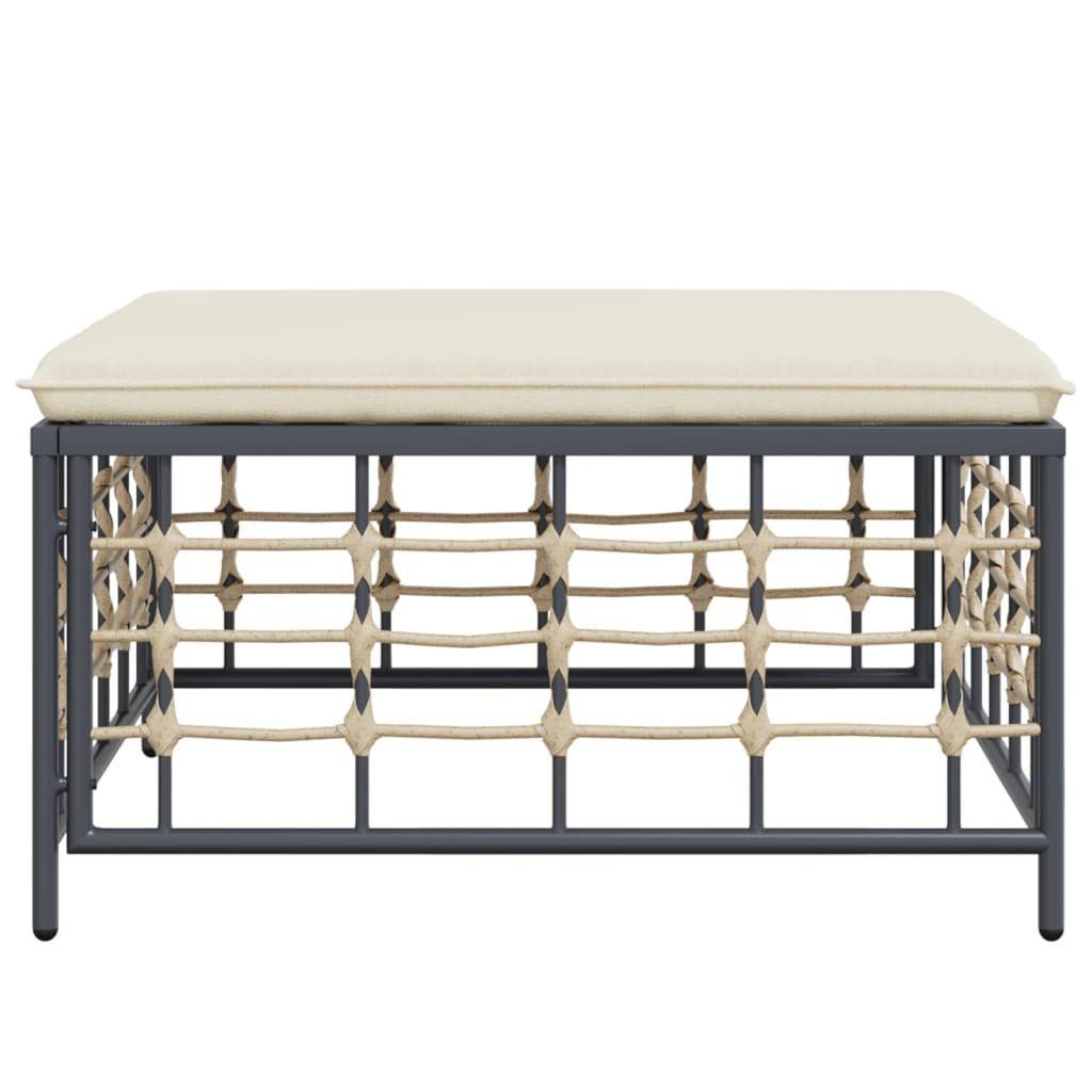 vidaXL Loungesofa Gartenhocker mit Beige Kissen Poly Rattan, 1 Teile
